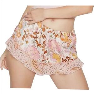VICTORIA'S SECRET SATIN PAJAMA SHORTS FLORAL SMALL